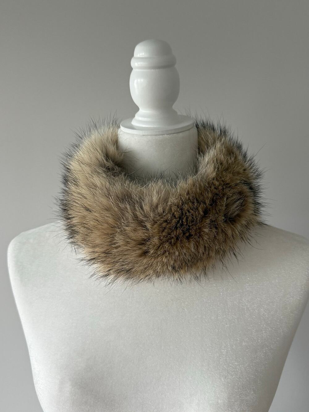 Genuine Coyote Fur Collar Scarf Hook Eye Neck Warmer Hood Ruff Trim 20"